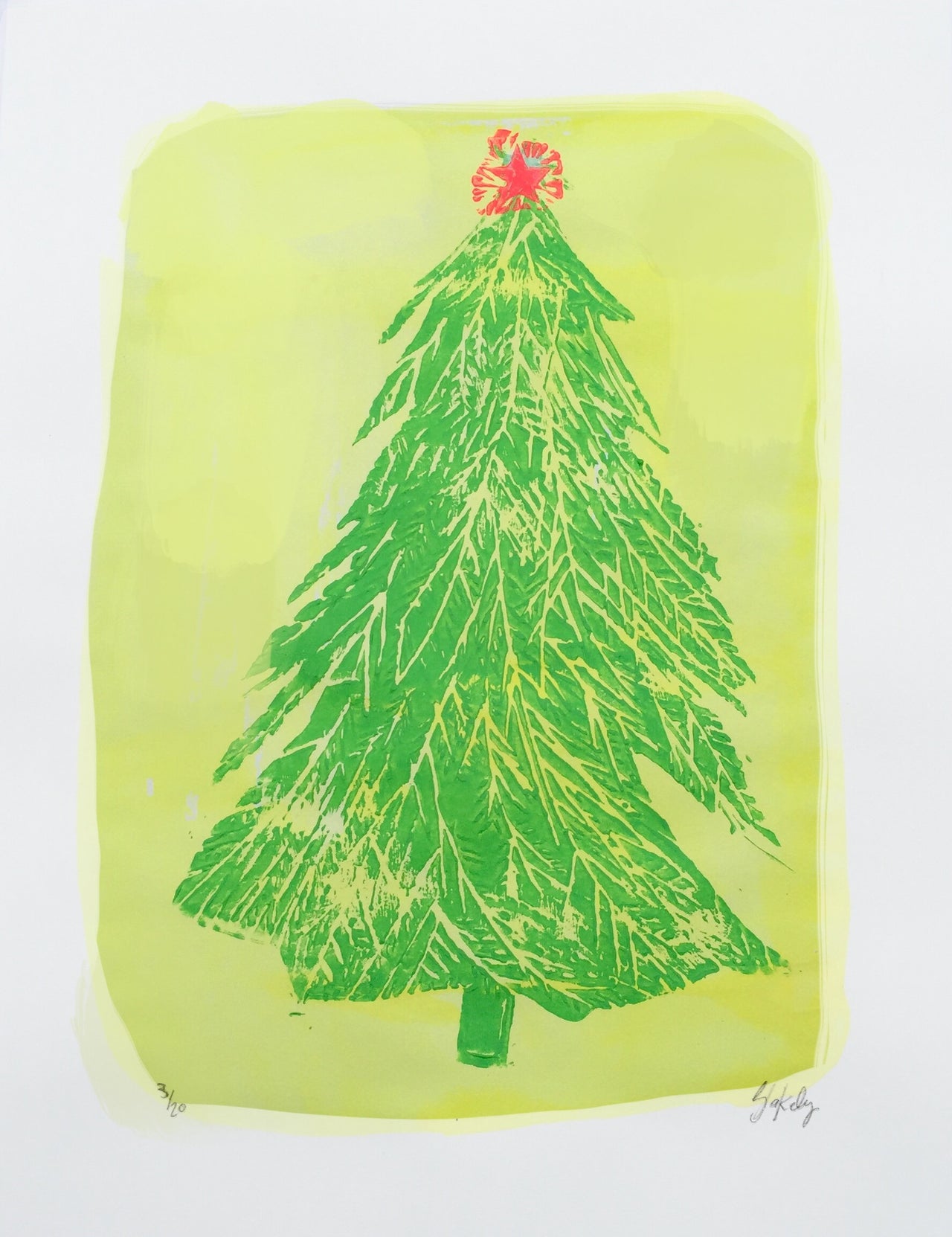 "I'm Dreaming of a Lemon-Lime Christmas" Linocut Print