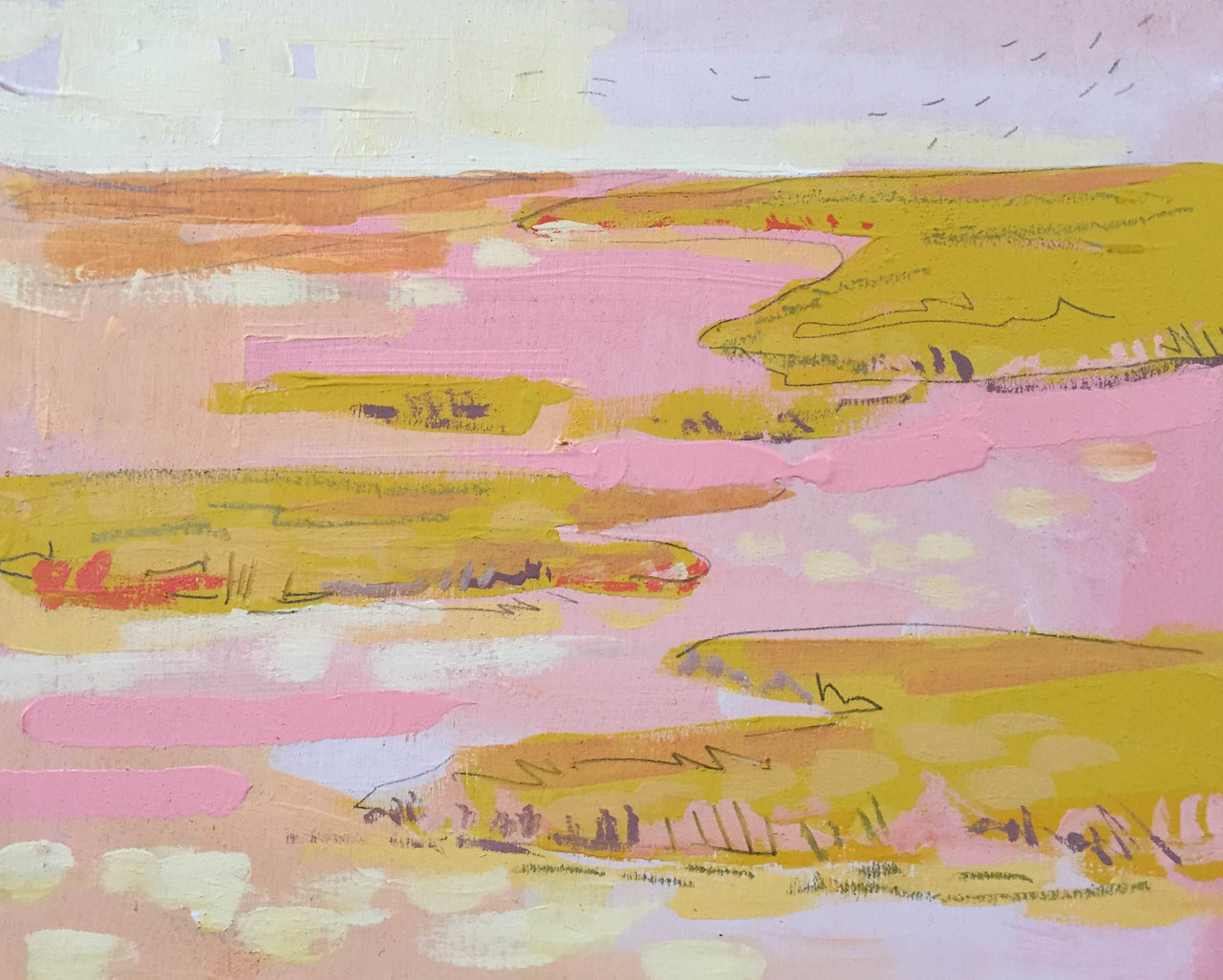 Pink Sketched Marsh